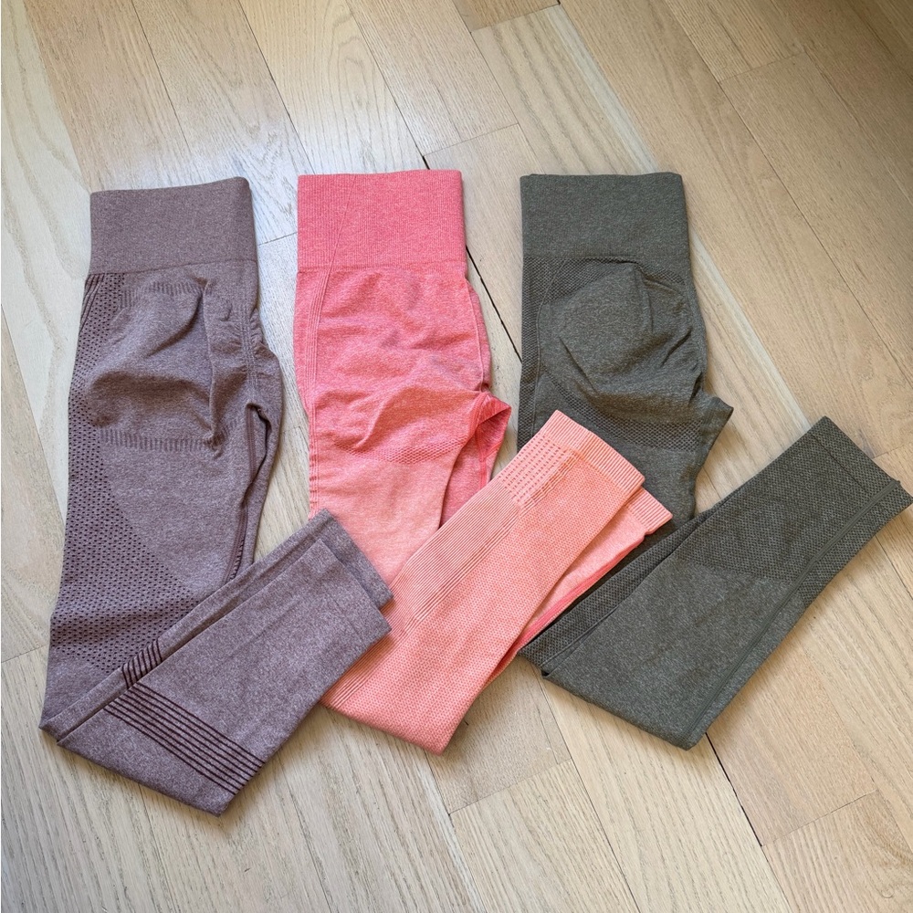 Three Butt Enhancing Activewear Leggings - Womens Size Small